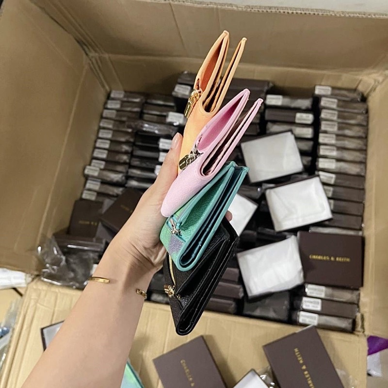 Ví Gập Ngắn Loang Màu Khoá Cài Nút Bấm Đựng Tiền + Thẻ FULLBOX  size 10