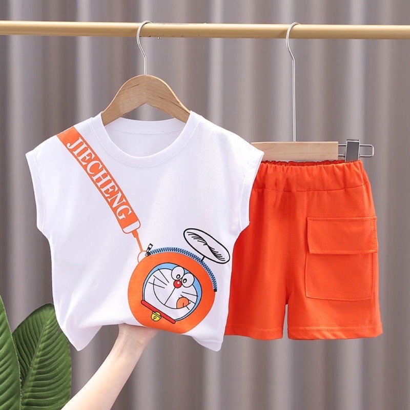 Bộ DORAEMON cho bé - Dáng áo khoét nách năng động