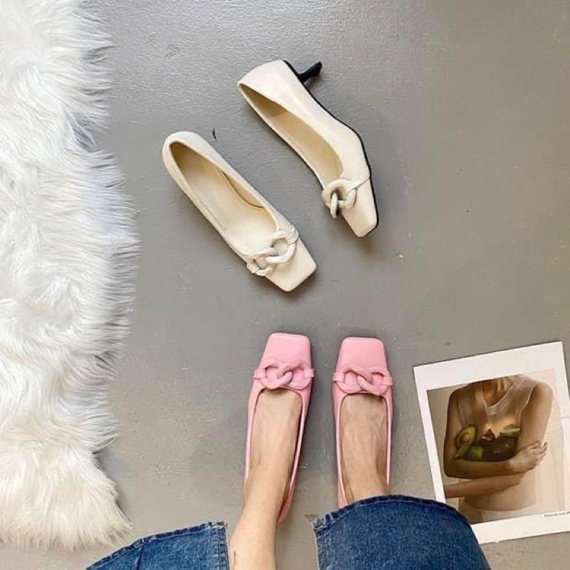 Giày cao gót 3cm. Màu hồng. Qccc. Size36