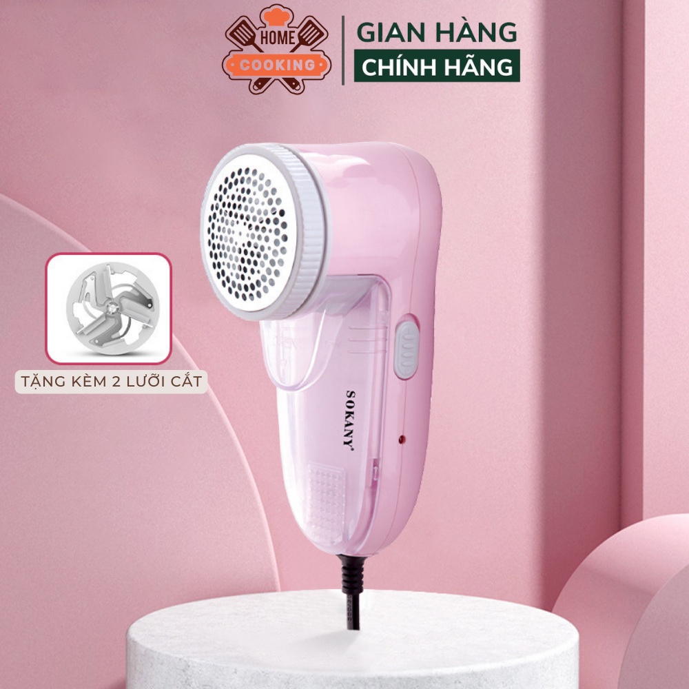 Máy cắt lông xù quần áo, làm mới quần áo cầm tay Sokany dùng điện công suất giúp loại bỏ lông xù, tặng kèm 2 lưỡi cắt