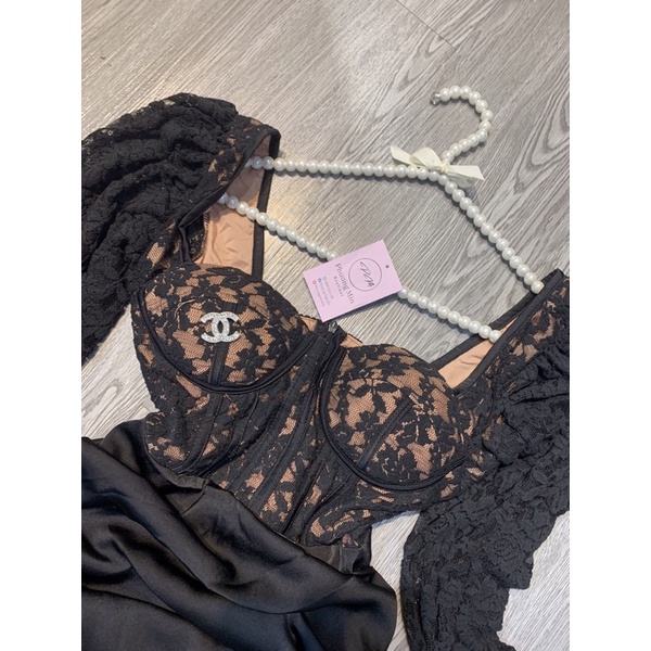 Đầm ren phối lụa 0223