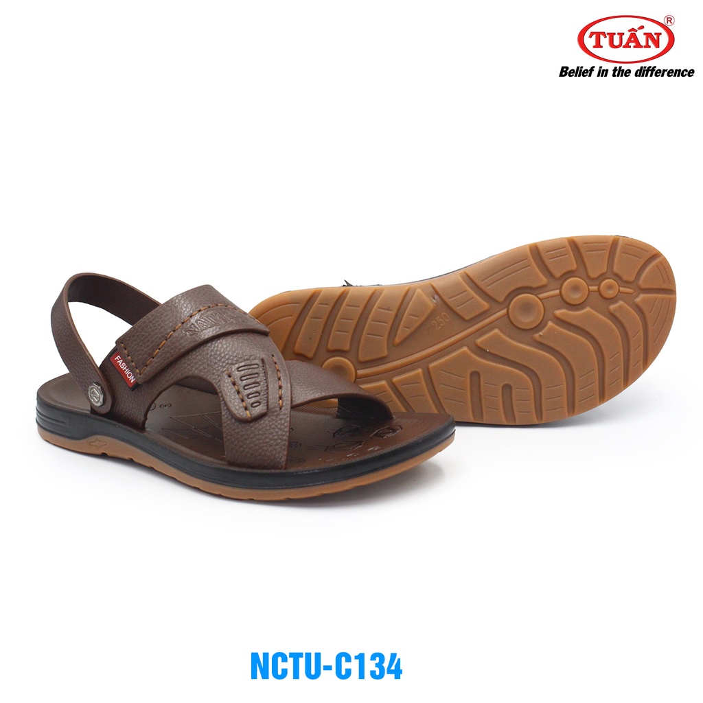Sandal da nam - Xăng đan hậu xoay quai da bò tự nhiên đế đúc nguyên khối thương hiệu giày TUẤN NCTU-134