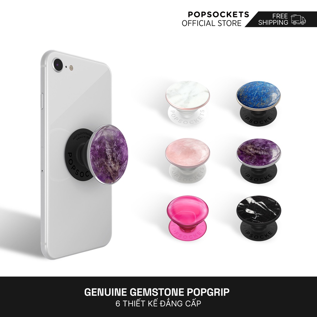 PopSockets Genuine Gemstone PopGrip | Giá Đỡ Nhẫn Giữ Điện Thoại Iring Tốt Nhất | Giá Đỡ Điện Thoại Để Bàn Và Trong Ô Tô | Giá Đỡ Và Tay Cầm Cho Mọi Hãng Máy Điện Thoại | Pop Socket | PopSocket | Pop Sockets
