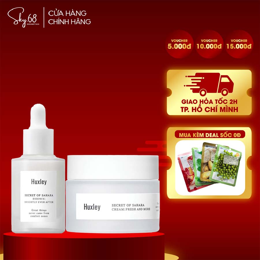 Combo Dưỡng Da Ẩm Mượt, Trắng Sáng Chiết Xuất Xương Rồng Huxley (SR Brightly Ever After 30ml + Kem Fresh And More 50ml)