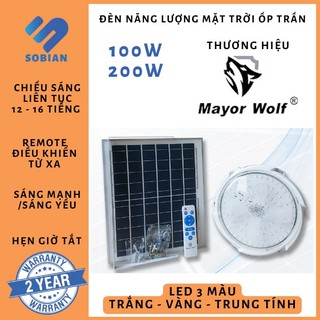 Đèn ốp trần 3 màu 100w, 200w mayor worf đèn năng lượng mặt trời - sobian shop