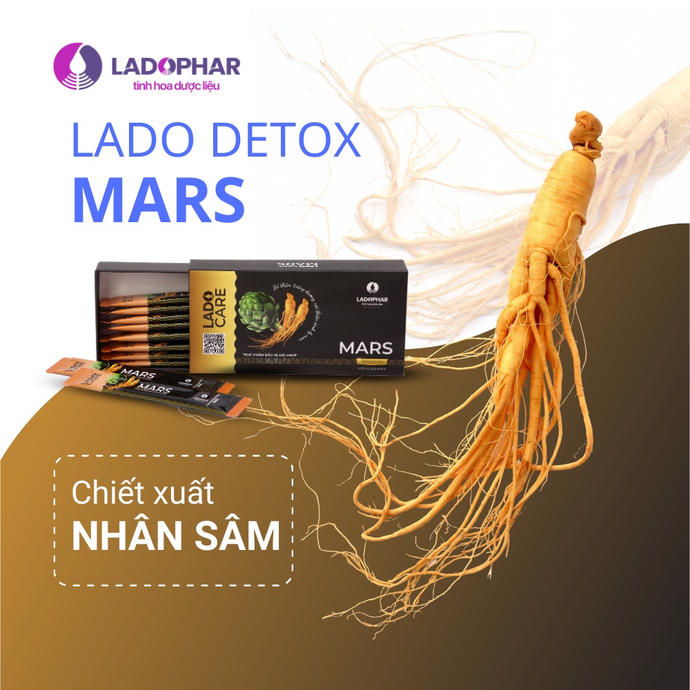 Nước tăng cường sức khỏe Nam Ladophar Lado Care Mars Hộp 10 Gói