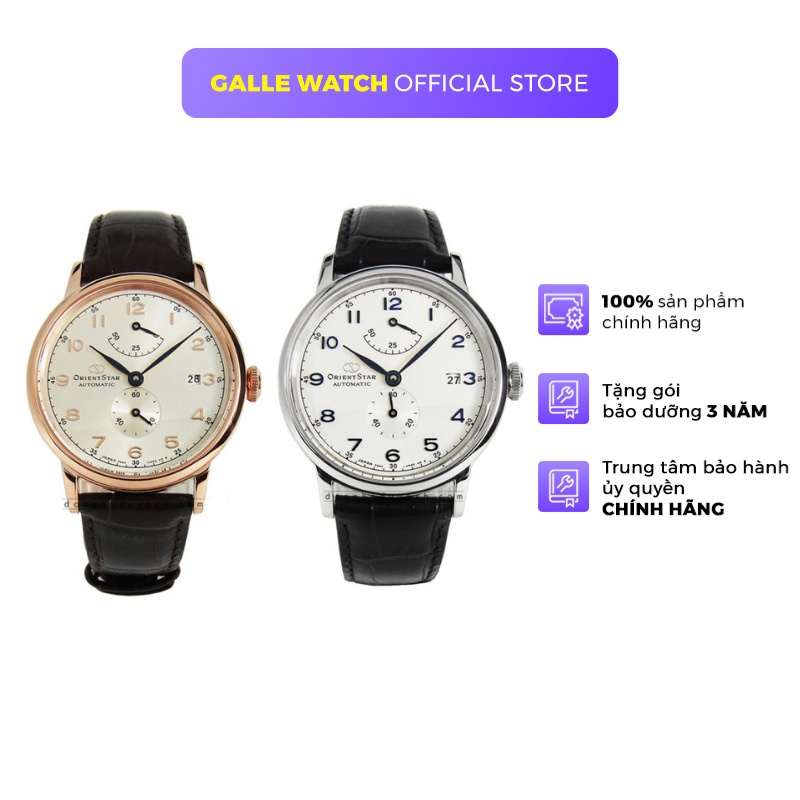 Đồng hồ cơ nam Orient Star Watch Vintage RE-AW000 lộ máy tích cót 50 tiếng mặt kính Sapphire dây da đeo tay chính hãng