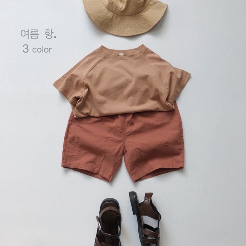 Quần Short Lửng Thô Mềm Nâu Cam Cho Bé