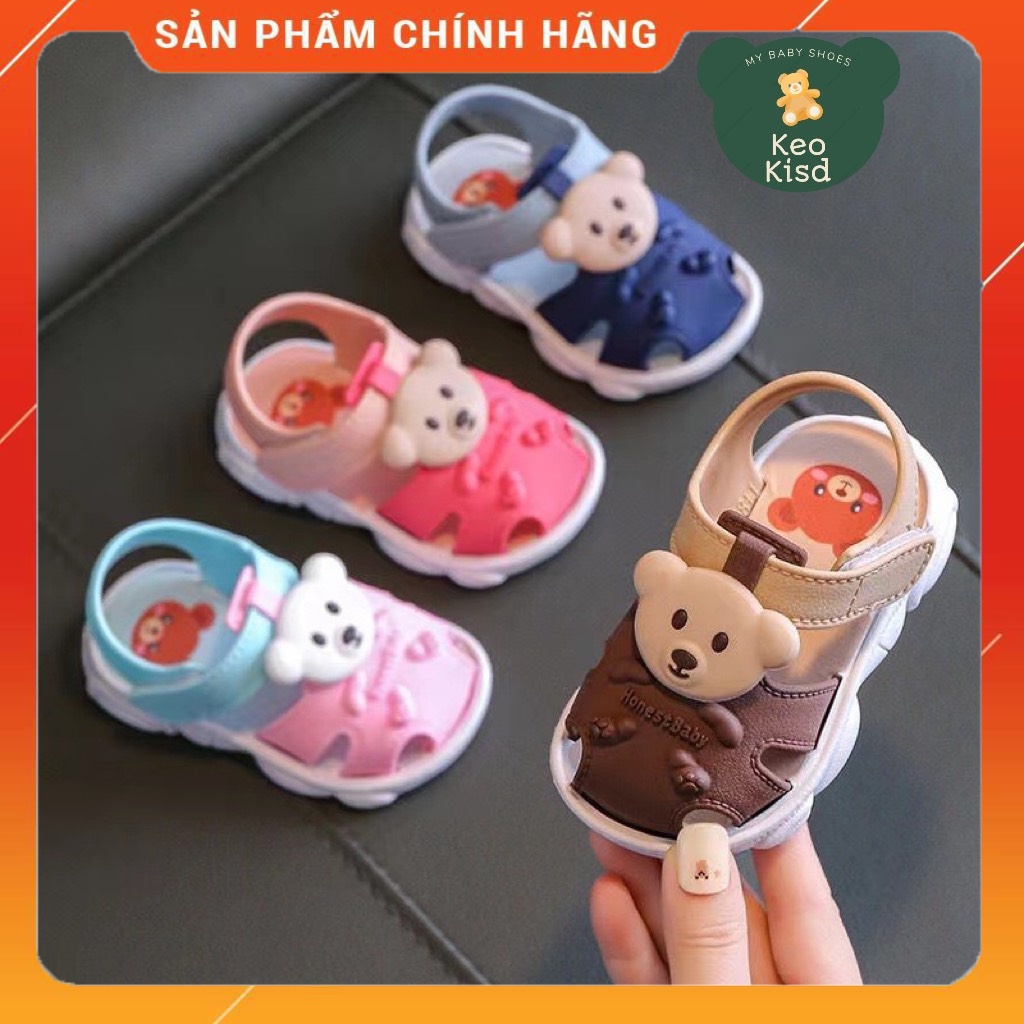 Sandal gấu tập đi đế mêm chống trơn trượt cho bé trai , bé gái