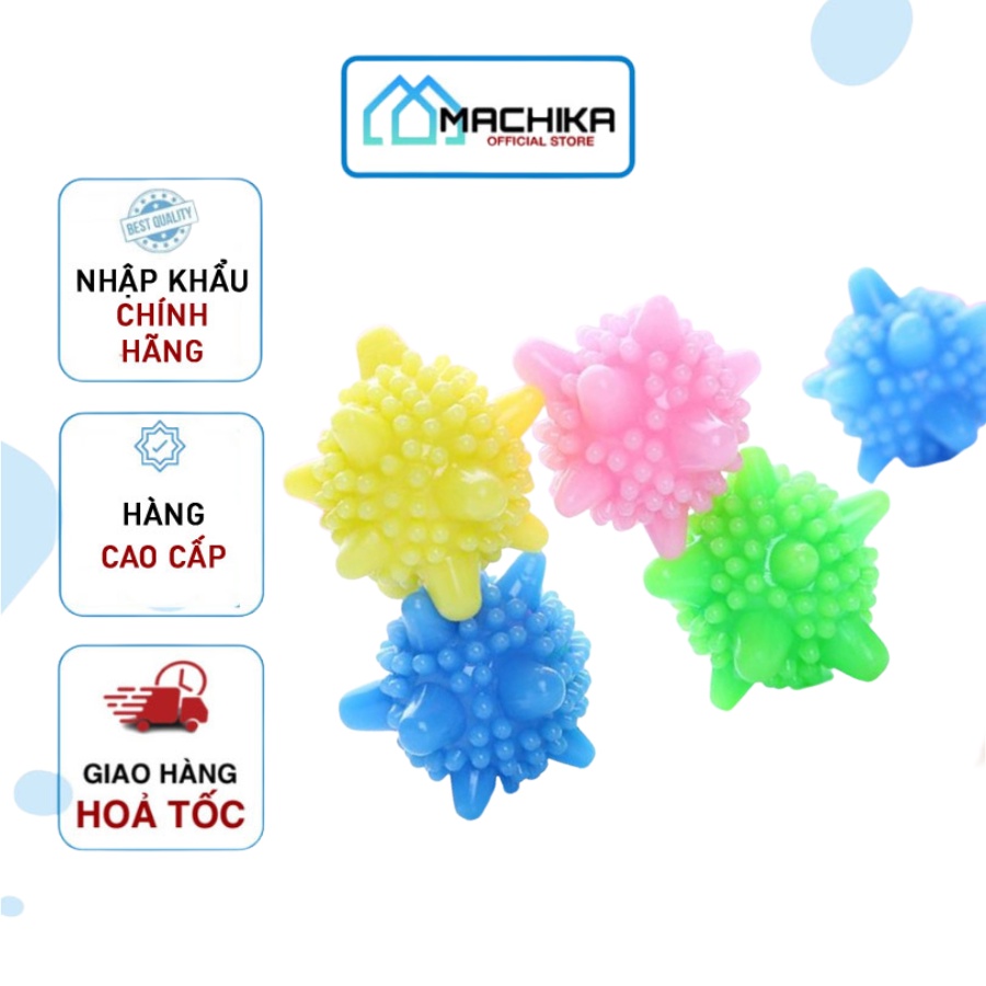 Bóng gai nhựa sinh học banh hỗ trợ giặt giũ - Quả cầu gai loại bỏ vết bẩn - Chống nhăn bảo vệ bóng giặt quần áo Machika