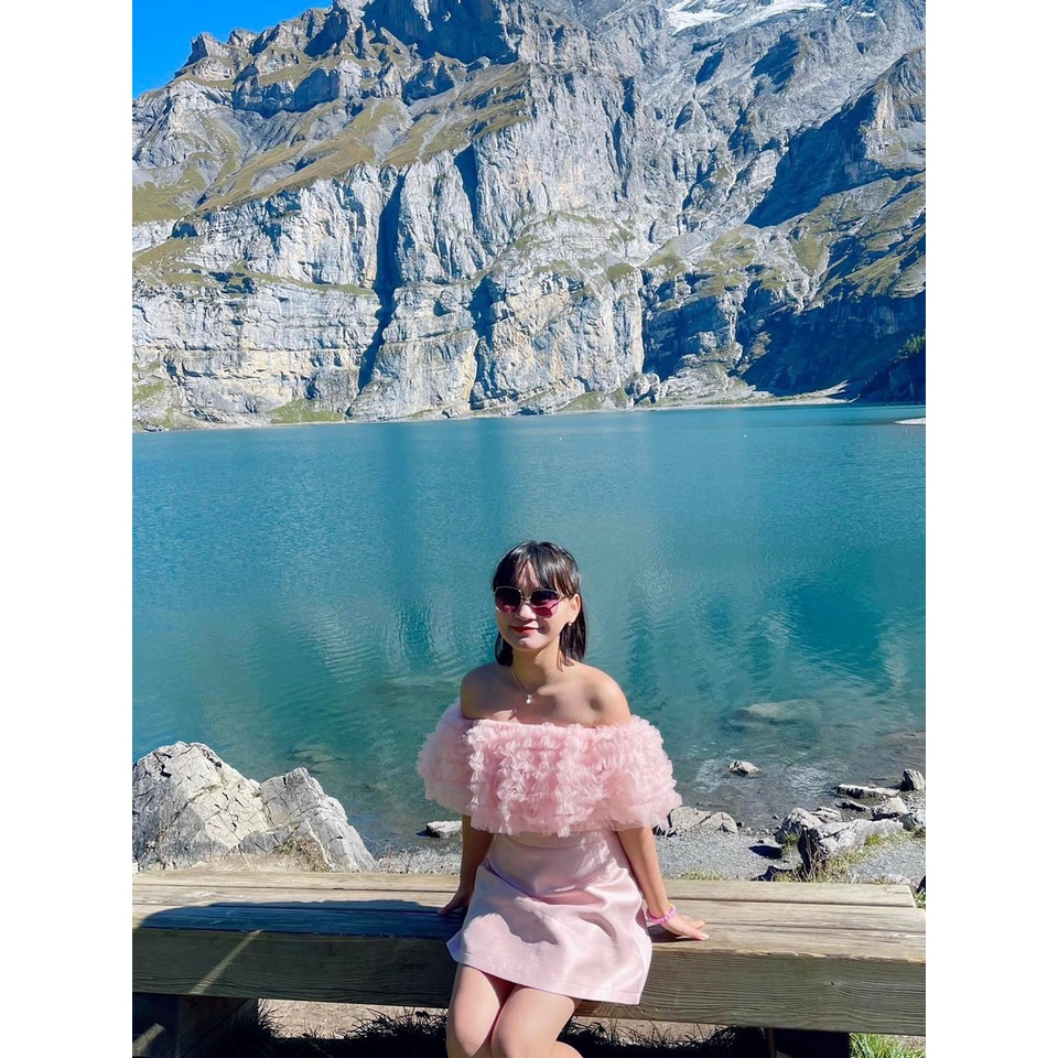 Set Crop Hồng Lông Vũ + Chân Váy