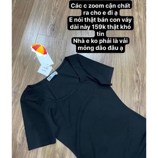 Váy dáng dài cổ U tay cộc