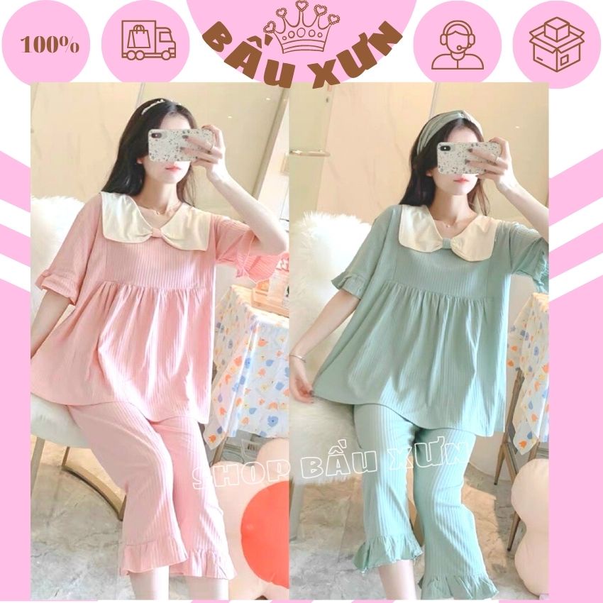BỘ ĐỒ BẦU VÀ SAU SINH LỬNG KIỂU DÁNG TIỂU THƯ- BỘ LỬNG CAO CẤP MÙA HÈ CHẤT ĐŨI MỀM MÁT