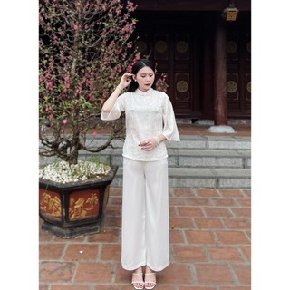 Đồ lam đi chùa - Bộ Pháp Phục lụa gấm cổ tàu cao cấp