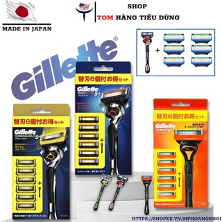 Dao cạo râu Gillette 5 lưỡi Proshield /ProGlide cộng 6 đầu thay thế không dùng pin Hàng Nhật