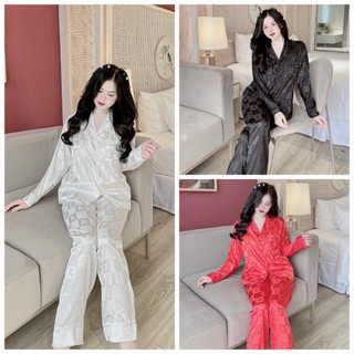 Đồ bộ pijama lụa gấm ô vuông mặc nhà siêu sang
