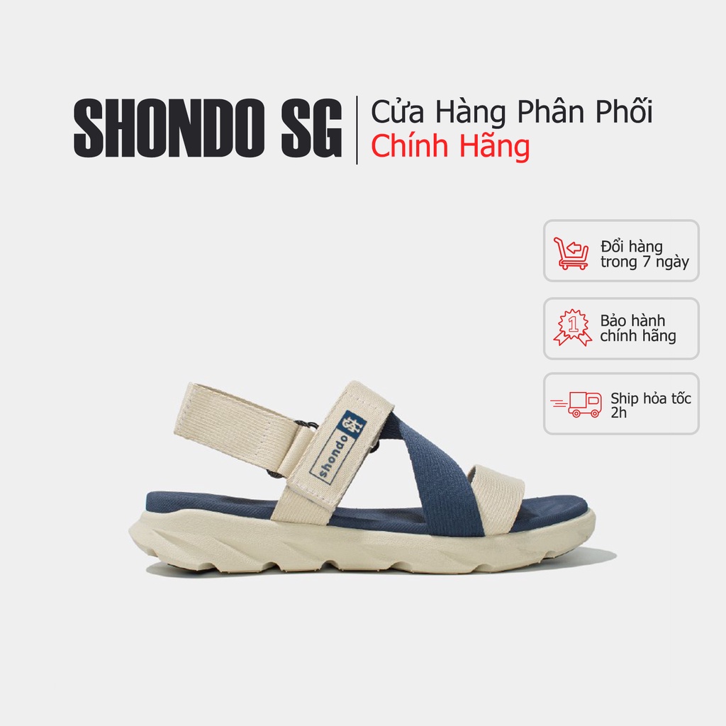 Giày SHONDO Sandals F6 sport đế be quai be xanh F6S2525