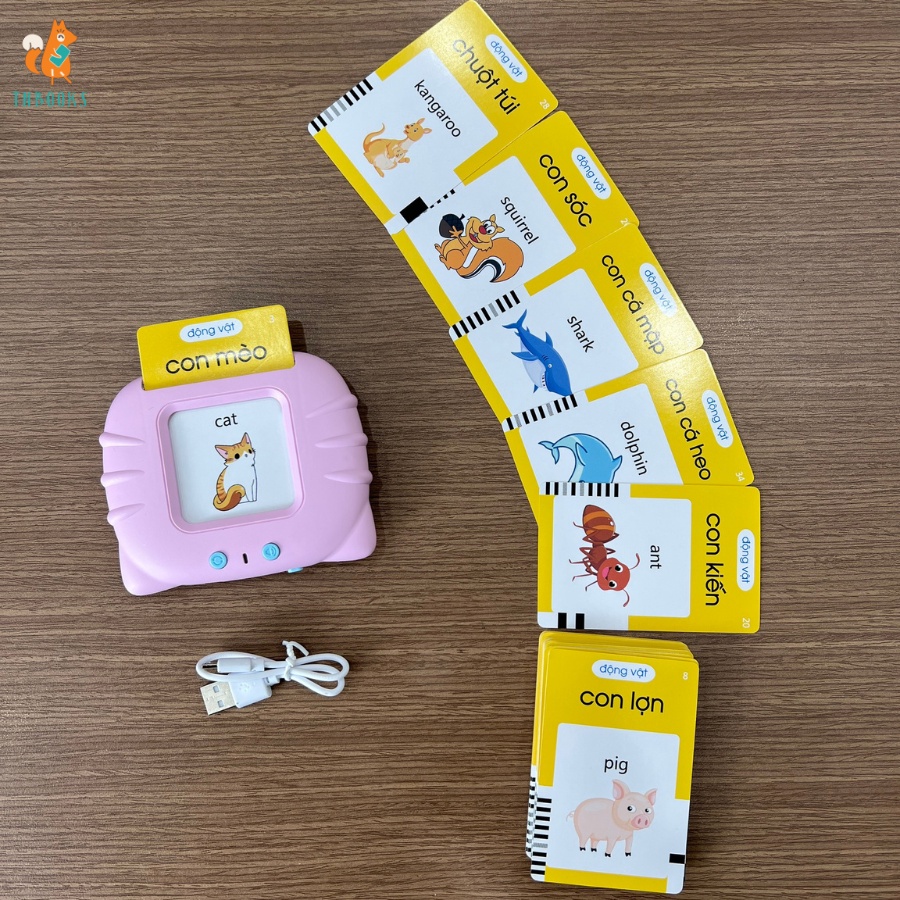 Máy Đọc Thẻ Chính Hãng Flashcard Anh-Việt 3 Chế Độ Đọc: Song Ngữ Anh-Việt, Tiếng Việt, Tiếng Anh Kèm Phát Nhạc