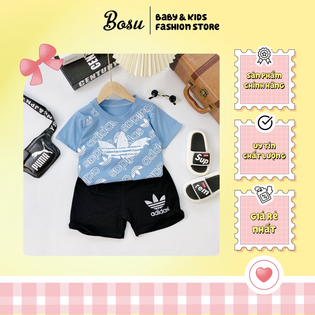 Bộ Cotton cao cấp phong cách Adidas cho bé trai, bé gái  - Hàng xuất EU