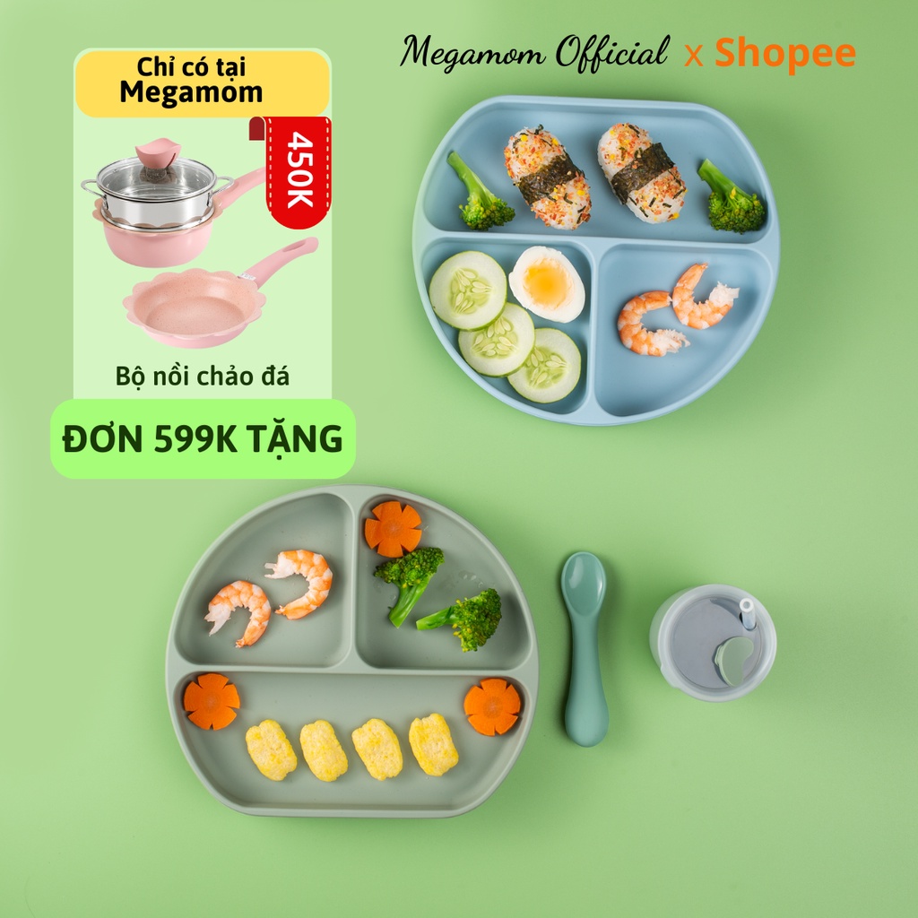 Khay Ăn Dặm Silicon Bát Ăn Dặm Cho Bé Chống Đổ Chống Lật
