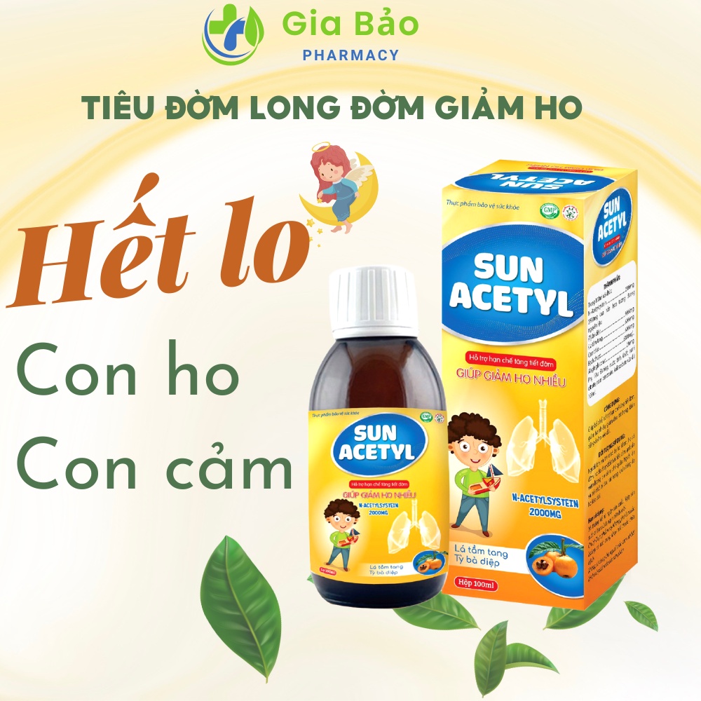 Bổ phế SUN ACETYL - siro ho thảo dược hỗ trợ giảm ho, long đờm, dịu họng cho bé từ 1 tuổi trở lên