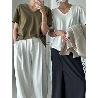 Áo thun trơn cổ v dáng vừa 21604 cherry coco