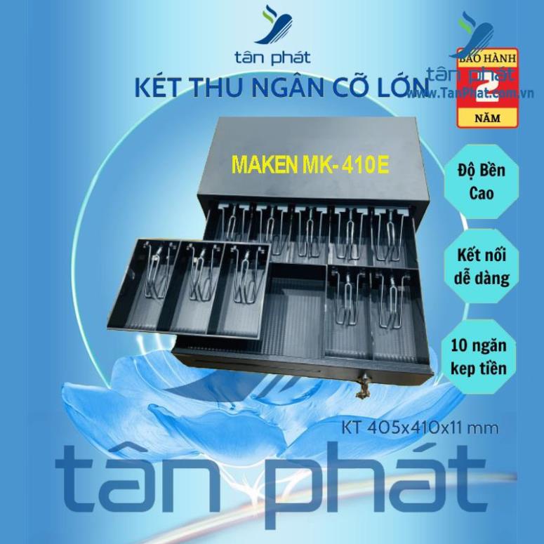 Ngăn kéo đựng tiền cỡ lớn Maken MK410E, Két thu ngân kết nối máy in hoá đơn,phần mềm quản lý bán hàng
