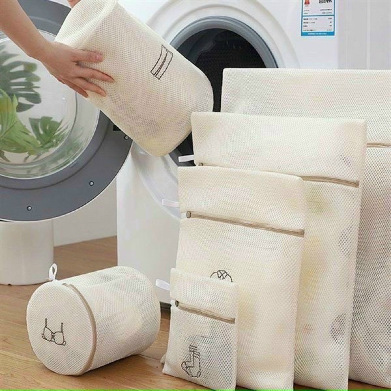SET 6 túi giặt 2 lớp bảo vệ quần áo, đồ lót dùng cho máy giặt - nhiều kích thước