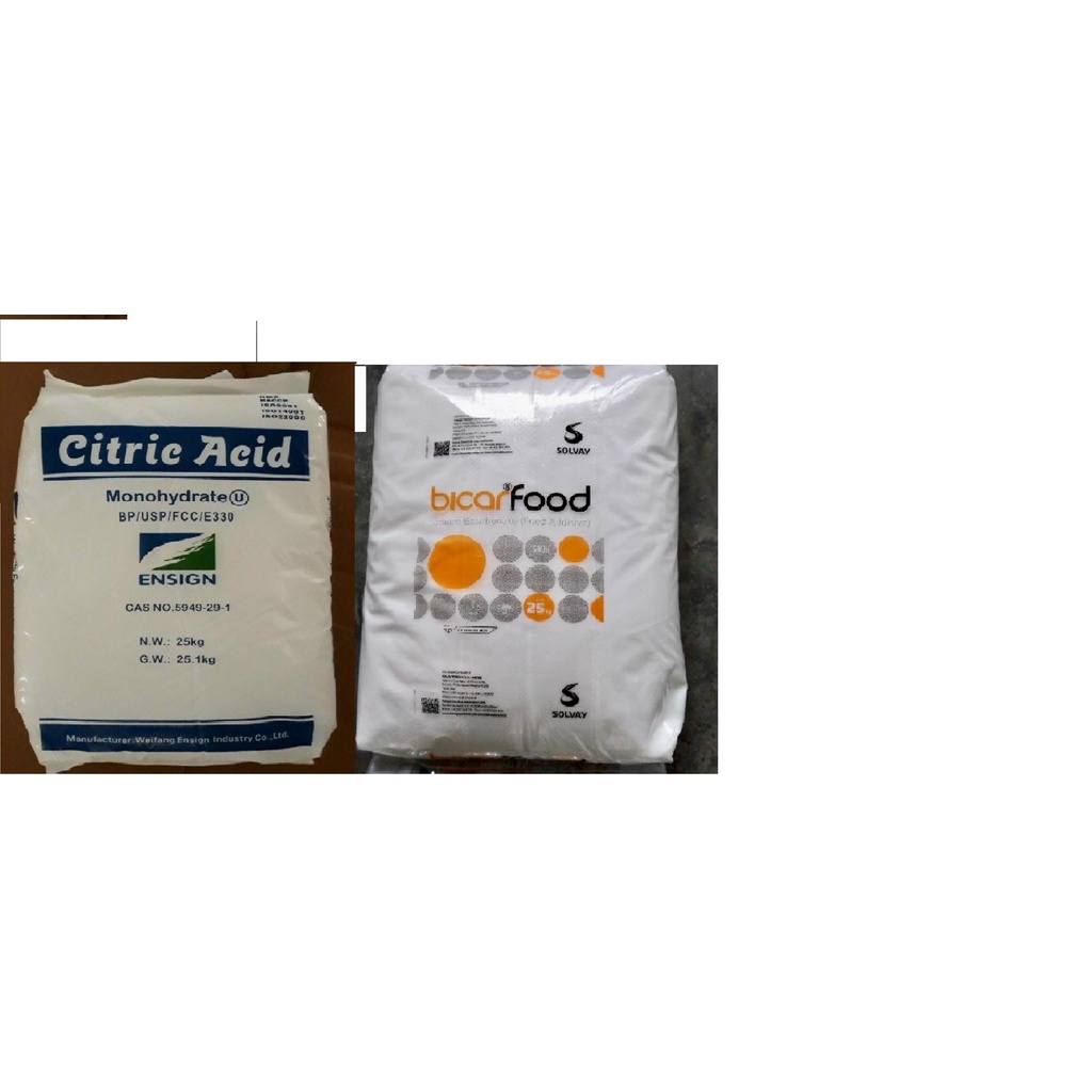 Combo Axit chanh và banking:Chế CO2 cho bể cá hoạc kết hợp tẩy rửa - 1kg baking soda và 1kg bột chanh - axit citric