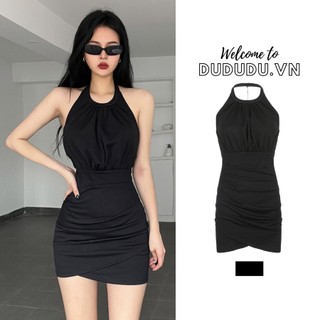 Đầm cổ yếm hở lưng gợi cảm, chất liệu cotton mềm mại, thoáng mát, váy ngắn ôm body sexy, thời trang xuân hè dành cho nữ