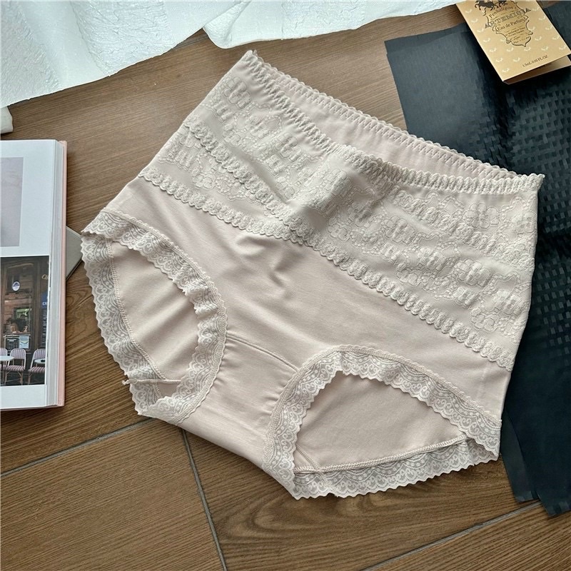 Quần Lót Cotton Cạp Cao Ren Ôm Bụng Định Hình Vòng 3, Thoáng Mát, Kháng Khuẩn Chống Viễm Nhiễm