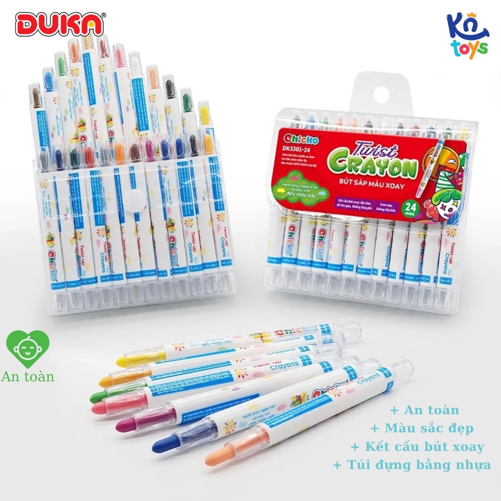 Bút Sáp Màu Xoay Twist Crayon DUKA - Túi Nhựa PVC