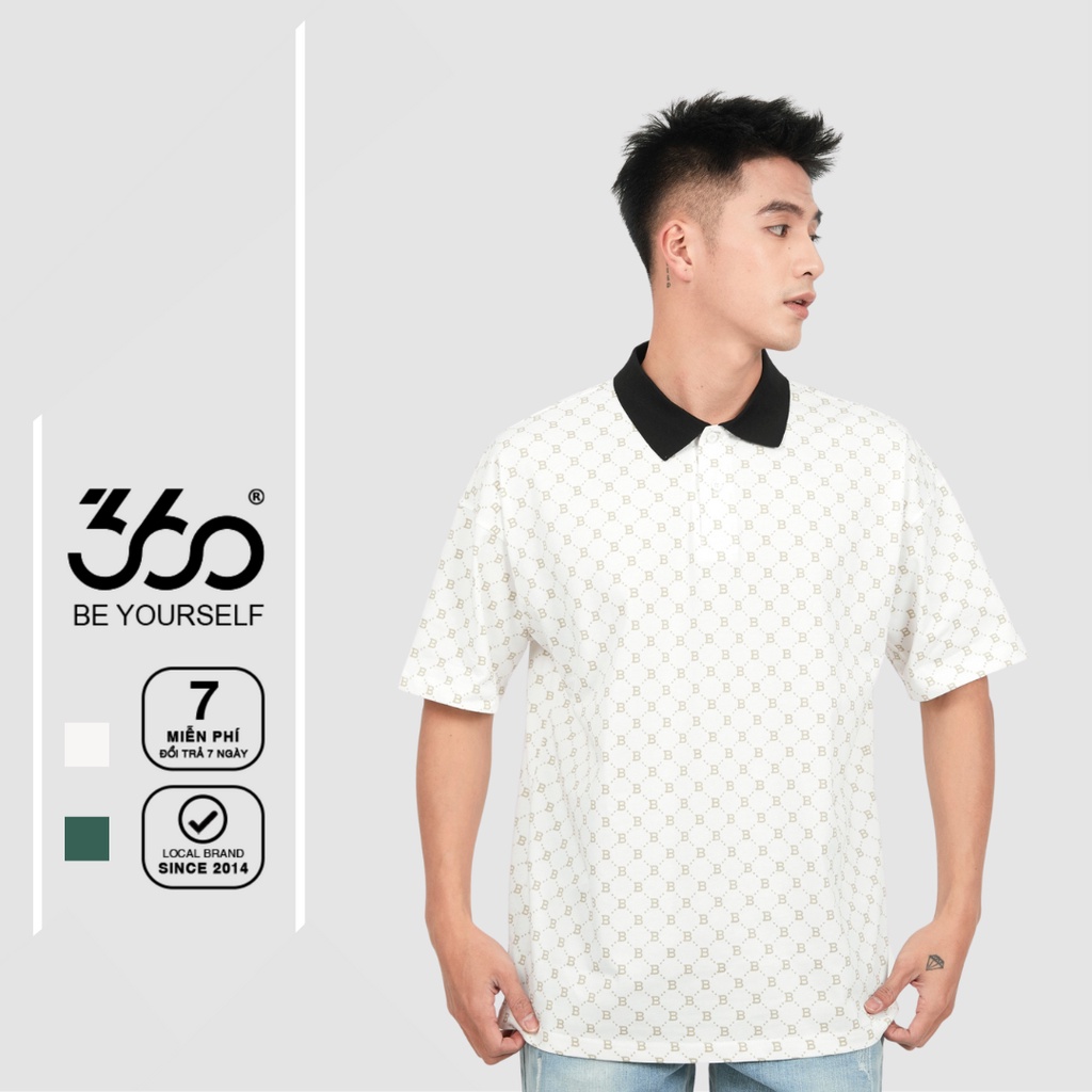 Áo polo nam ngắn tay form rộng thương hiệu thời trang 360 Boutique in họa tiết cao cấp - POHTK408