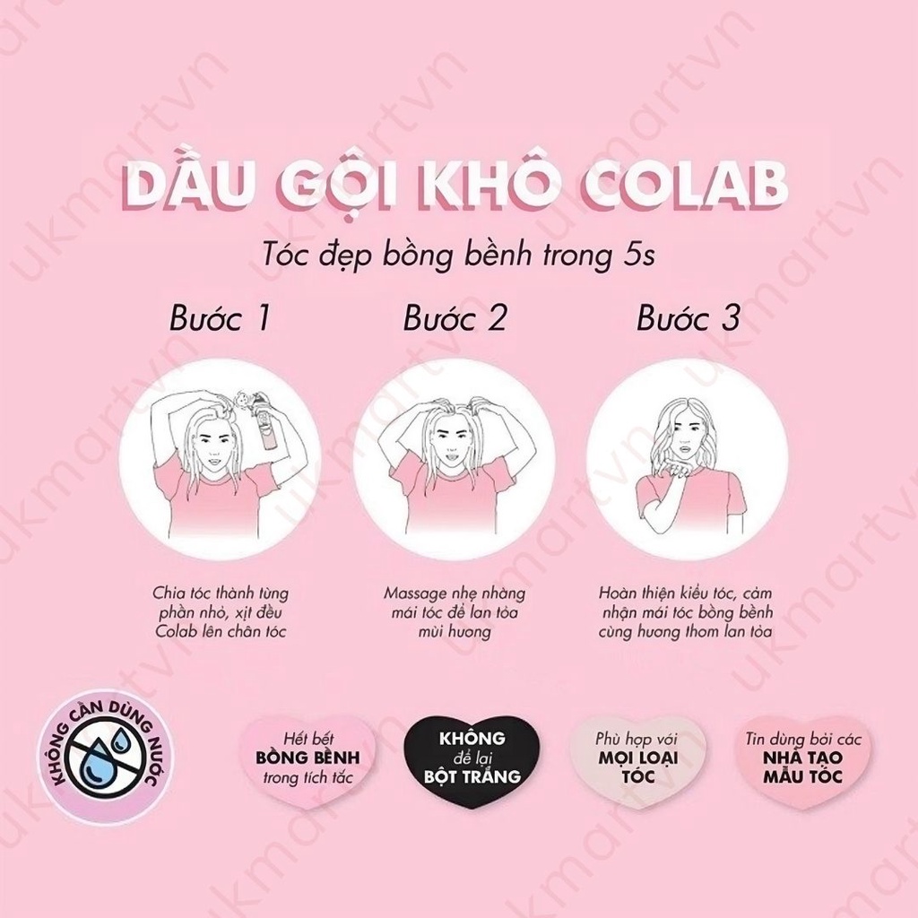 Dầu Gội Khô COLAB UK 200ml Dưỡng Tóc Sạch Bồng Bềnh Vào Nếp Sau 5 Giây | BigBuy360 - bigbuy360.vn