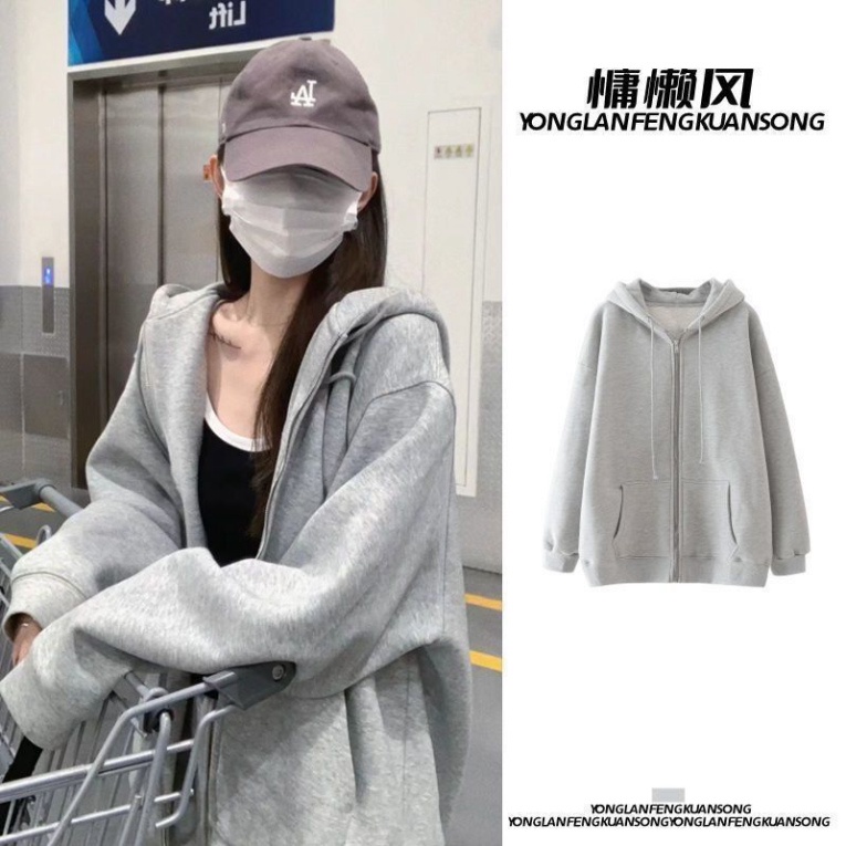 Áo Khoác Hoodie Cardigan Có khóa dây kéo Màu Trơn hàng hóa mới 2022 trang điểm Xuân Thu Cho Nữ hottrend 2023_G03 | BigBuy360 - bigbuy360.vn