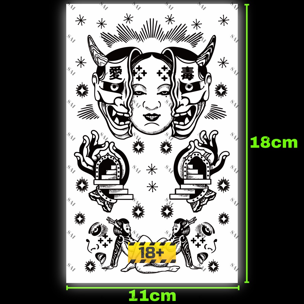 Miếng dán hình xăm tạm thời SAI MAGIC TATTOO 171 kích thước 18CM×11CM chống thấm nước lâu trôi lên đến 2 tuần