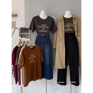 Áo thun nữ tay ngắn in chữ ngực your hàng Quảng Châu chất cotton, áo phông mùa hè form vừa thời trang Hàn Quốc 8383
