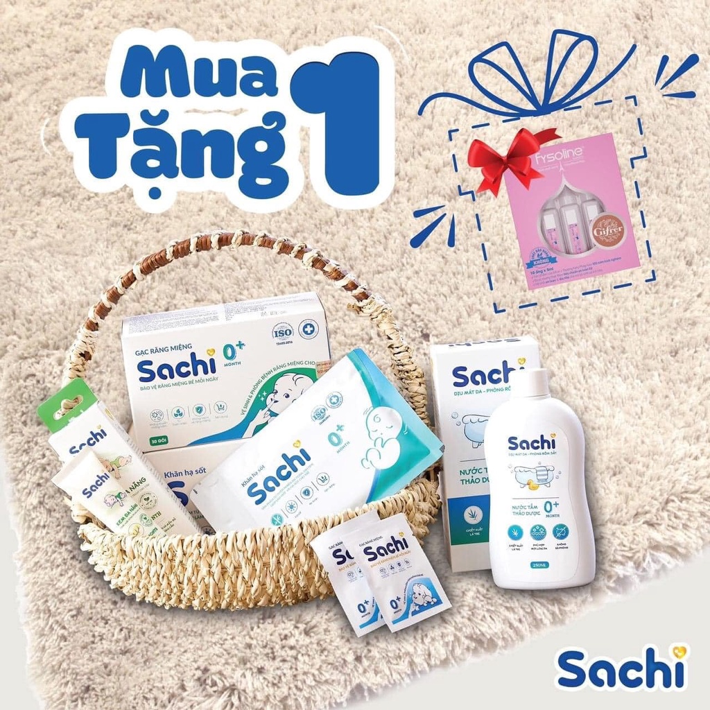 Gạc rơ lưỡi, vệ sinh răng miệng Sachi cho bé từ sơ sinh - Hộp 30 gói
