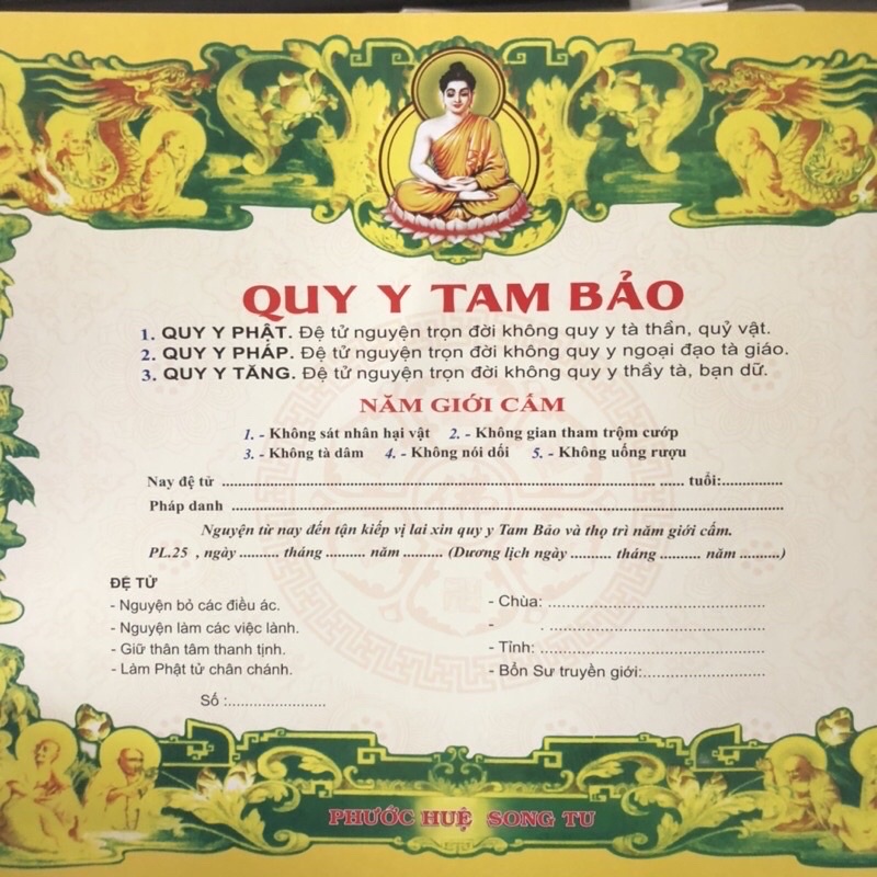 Tờ quy y Tam bảo