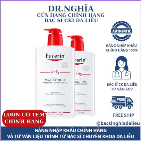 Sữa tắm dưỡng ẩm cho da nhạy cảm Eucerin pH5 Washlotion 1000ML
