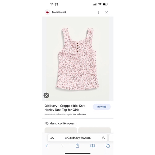 Áo ba lỗ bé gái nhí nhỡ dư xịn