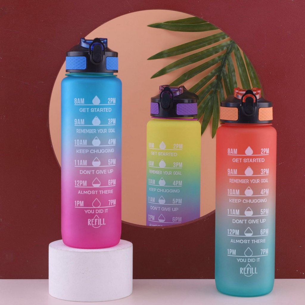 Bình Đựng Nước 1L Dễ Thương Cute Có Vạch Báo Giờ Uống Nước