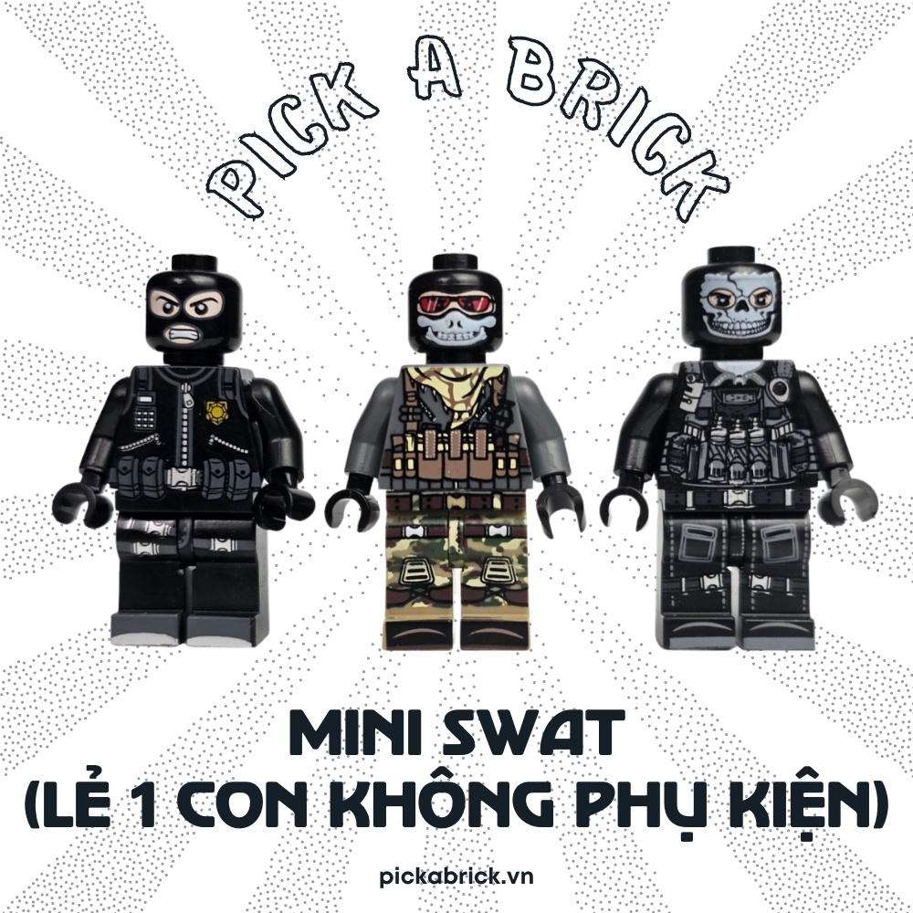 Minifigures lính SWAT, Mini quân cướp Nonlego quân đội quân sự, Lính Đặc Nhiệm - Đồ chơi lắp ráp mô hình Army MOC