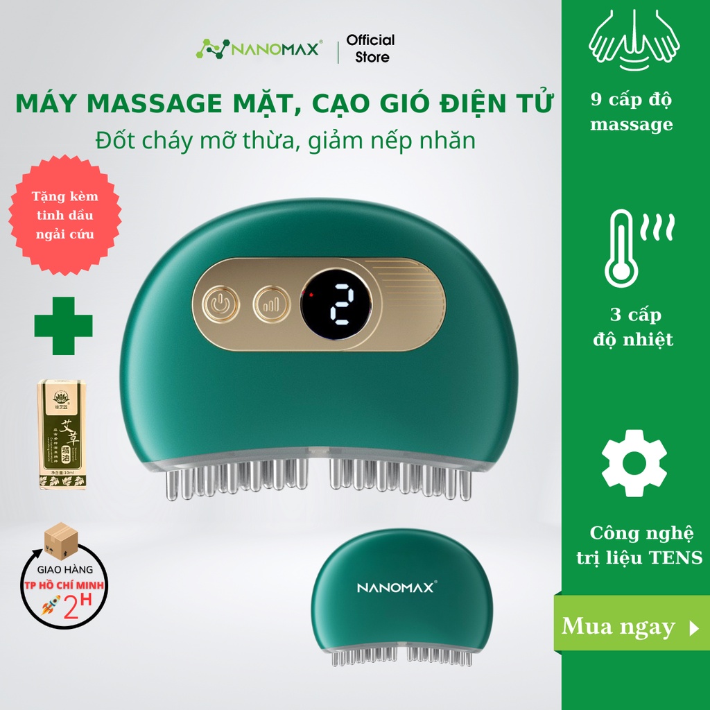 Máy Massage Cầm Tay Mini Toàn Thân Nanomax Mn-01, Cạo Gió Điện Tử, 9 Chế Độ Mát Xa, 3 Chế Độ Nhiệt, Trẻ Hóa Làn Da