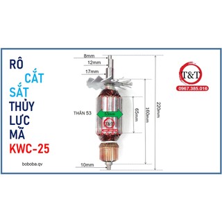 Rô to cắt sắt thủy lực mã kwc - 25, ruột mát cắt sắt thủy lực phi 25