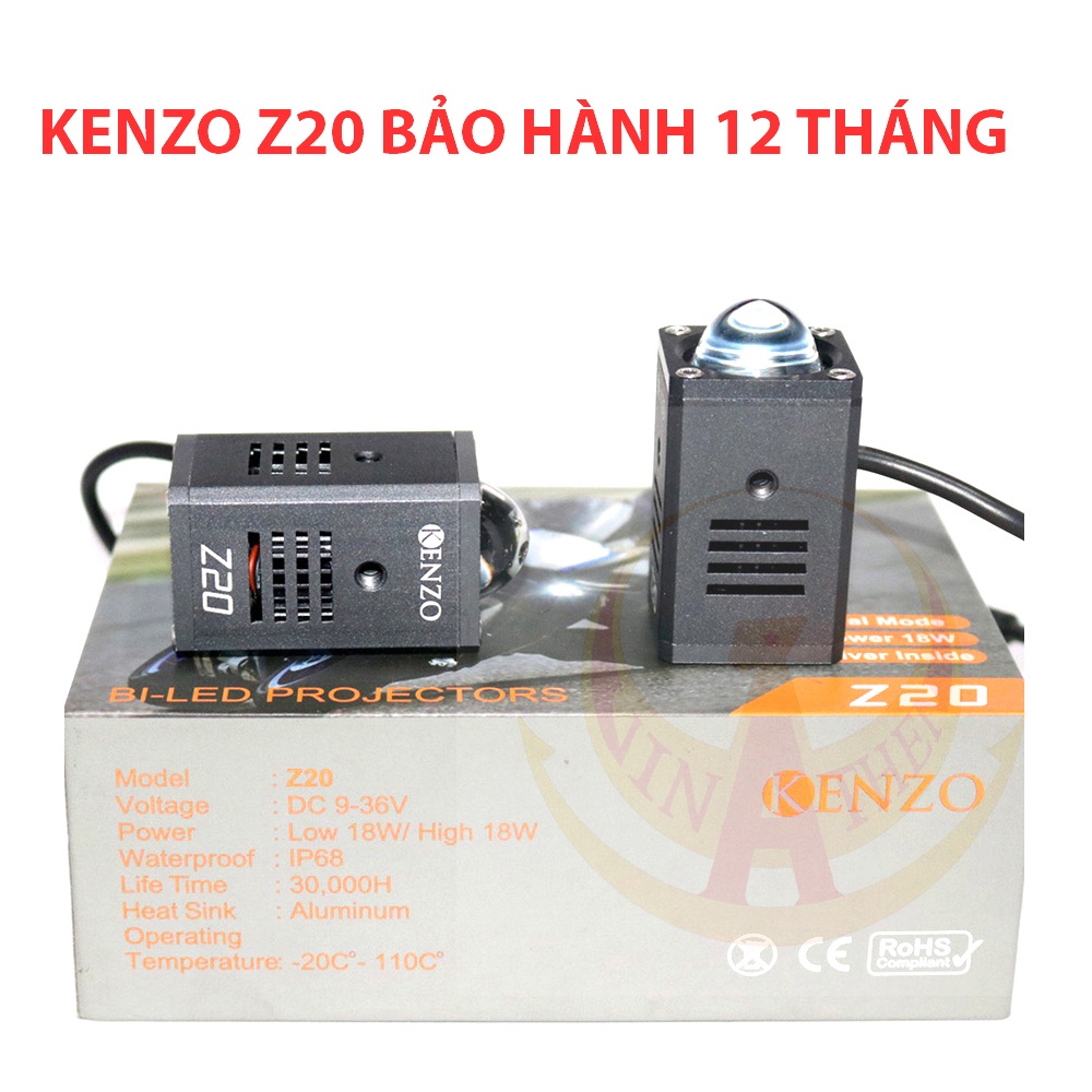 Đèn trợ sáng xe máy Kenzo Z20 mini , Đèn trợ sáng bi cầu mini cos trắn