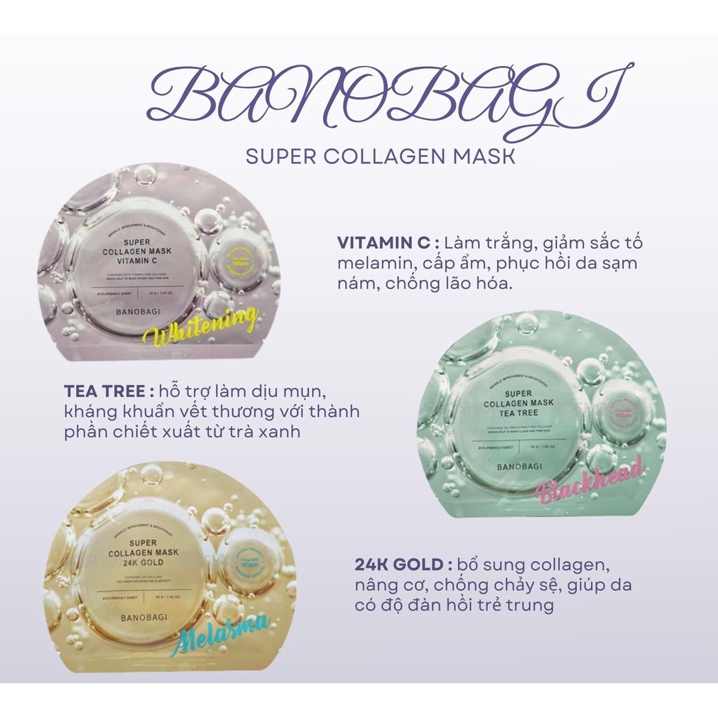 Mặt nạ Banobagi dưỡng ẩm, bổ sung Vitamin Vita Genic Jelly Mask các loại - Bebeauskinshop