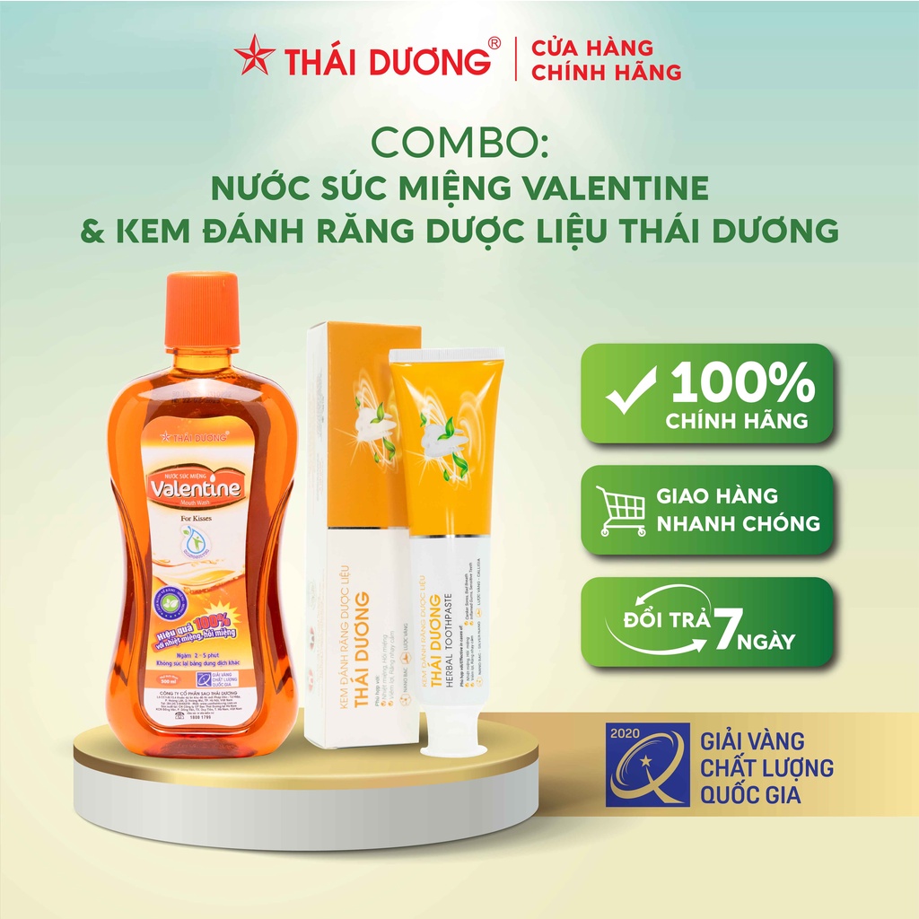 Bộ chăm sóc răng miệng toàn diện - Kem đánh răng Thái Dương 150g & Nước súc miệng Valentine 500ml