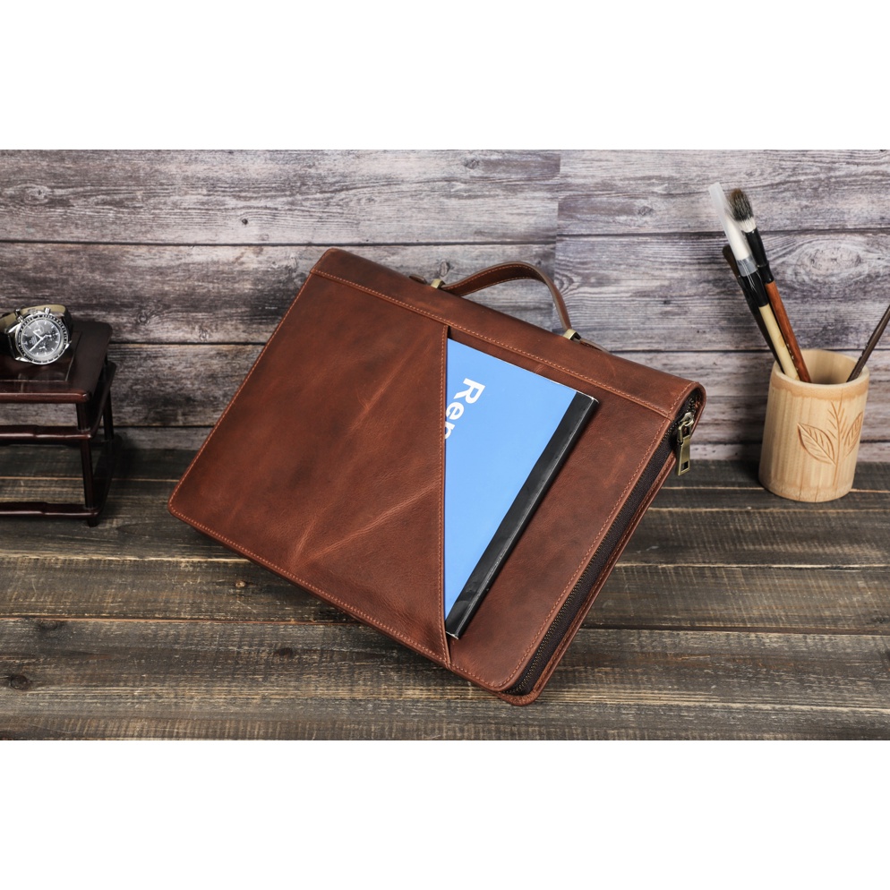 Túi Da Thật Đựng Laptop 13.3 inch Air M1 Mac Pro 13.3 '' Có Khóa Kéo Tiện Dụng