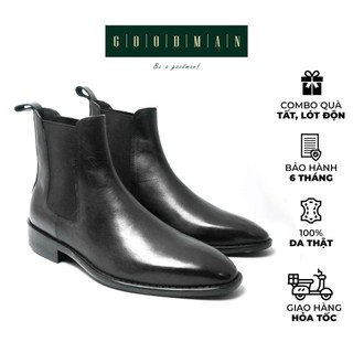 Giày tây da bò thật tăng chiều cao GOODMAN Chelsea boots classic Đế phíp gỗ